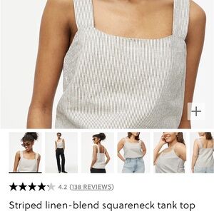 NWT J.CREW Factory seersucker linen tank top, sz L, black & white, breezy cool
